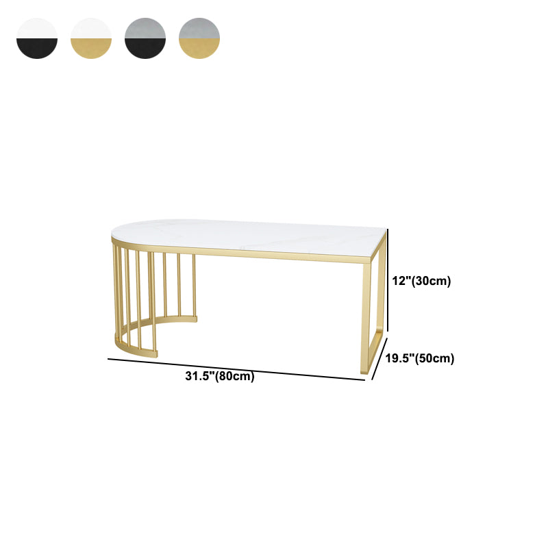 Geometric Stone Top Coffee Cocktail Table in White/Grey - 11.81" H