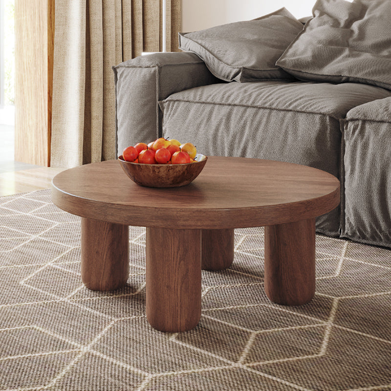 Dia 23.6"/27.6"/31.5" Wooden Cocktail Table, Scandinavian 4 Legs Round Coffee Table