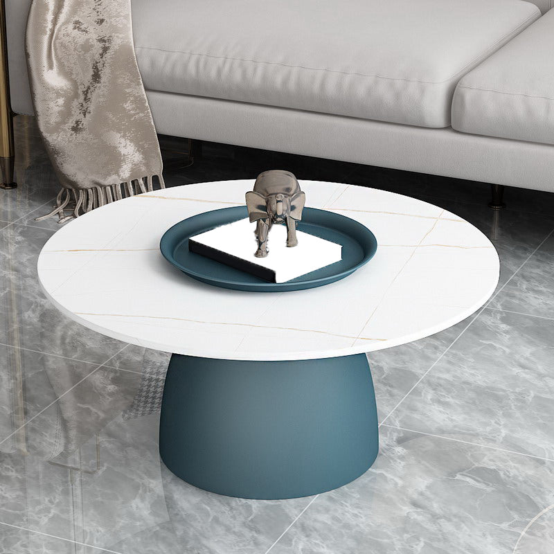 Mid-Century Modern Iron/Stone Coffee Table Dia 23.6"/31.5" Cocktail Table