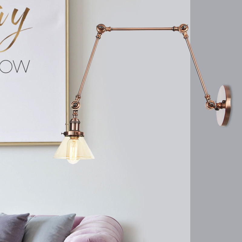 1 Lámpara de pared ligera Clear/Amber Glass Clear/Amber en negro/bronce/latón con brazo ajustable, 8 "+8"/8 "+8" +8 "largo