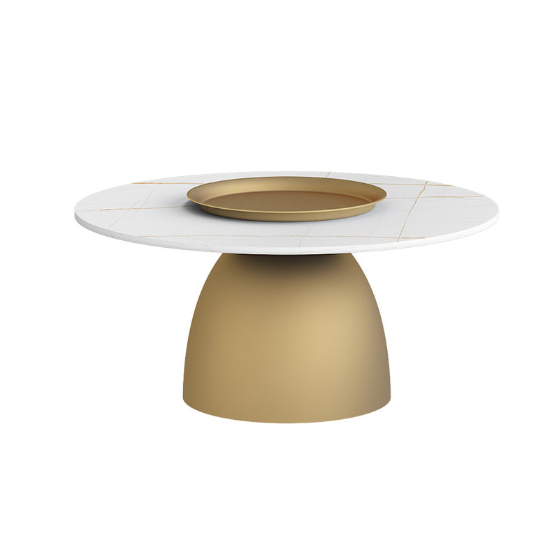 Mid-Century Modern Iron/Stone Coffee Table Dia 23.6"/31.5" Cocktail Table