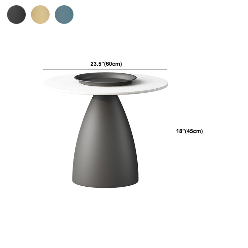 Mid-Century Modern Iron/Stone Coffee Table Dia 23.6"/31.5" Cocktail Table