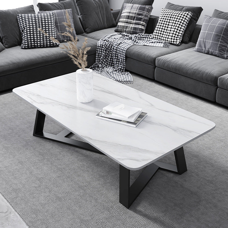 Marble Sled Coffee Table Modern Style Rectangular Cocktail Table