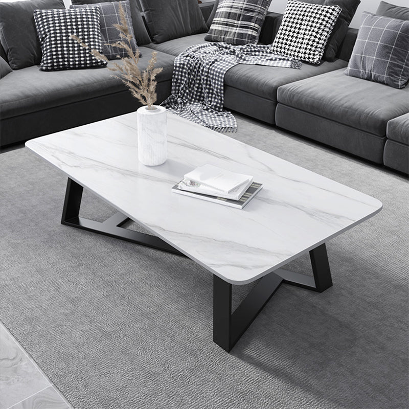 Marble Sled Coffee Table Modern Style Rectangular Cocktail Table