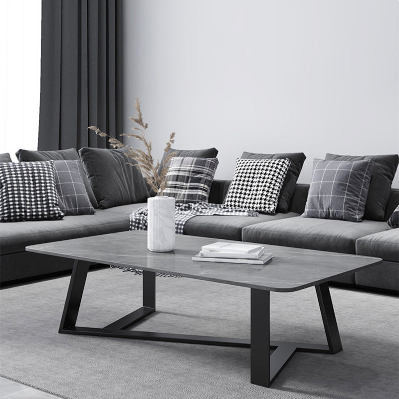 Marble Sled Coffee Table Modern Style Rectangular Cocktail Table
