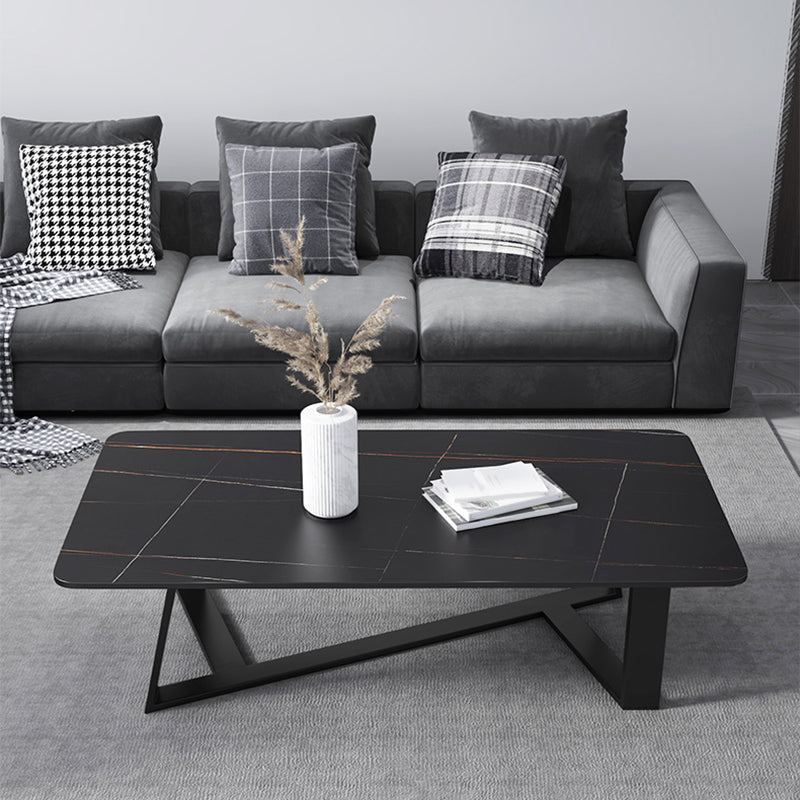 Marble Sled Coffee Table Modern Style Rectangular Cocktail Table