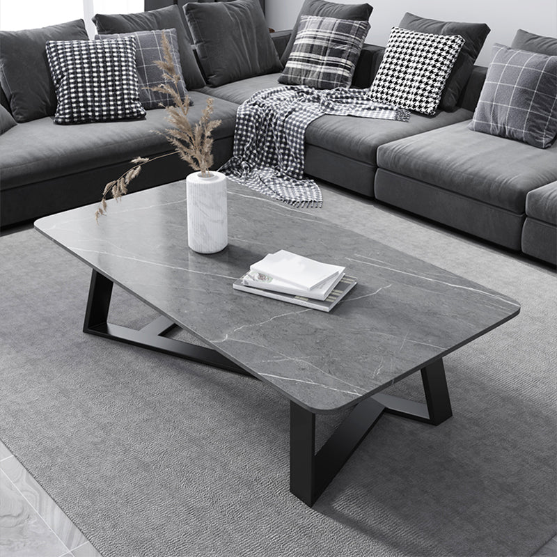 Marble Sled Coffee Table Modern Style Rectangular Cocktail Table