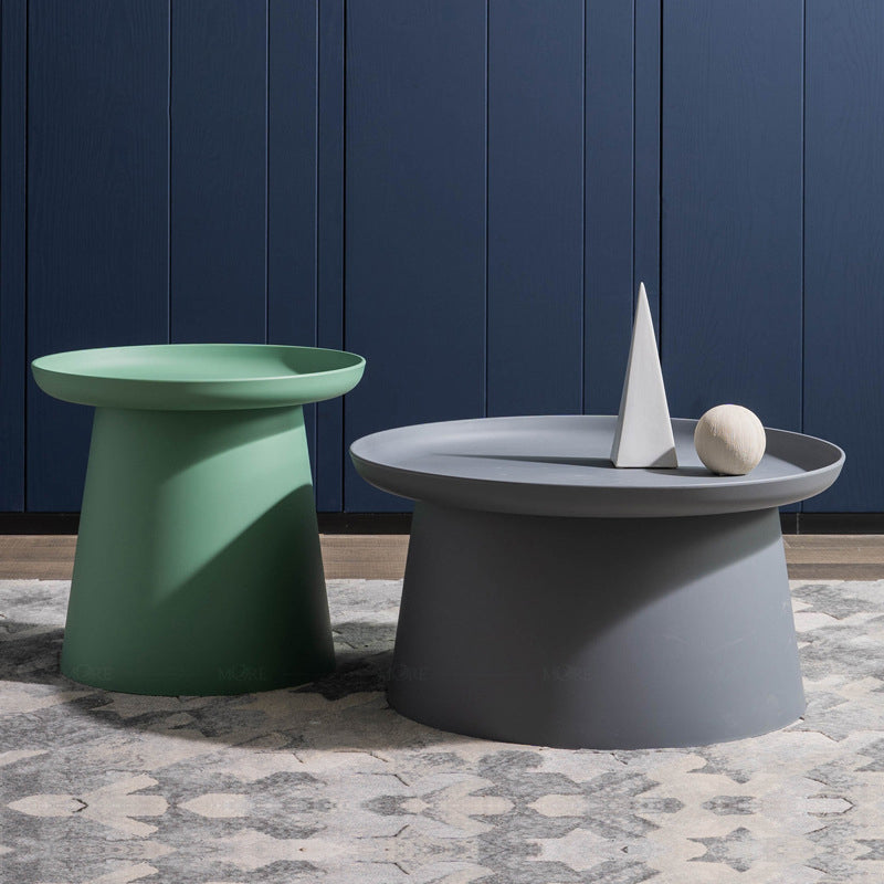 Modern Style Plastic Craft Drum-shaped Base Design Round Coffee Table