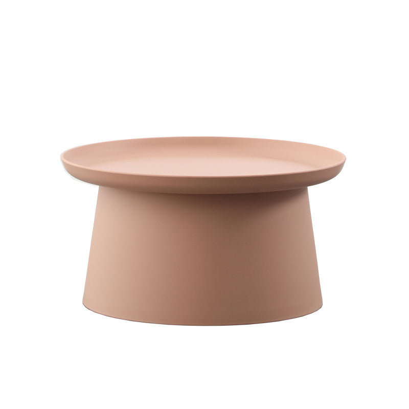 Modern Style Plastic Craft Drum-shaped Base Design Round Coffee Table