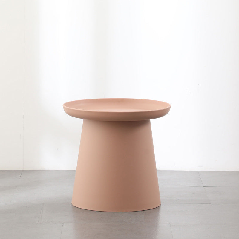 Modern Style Plastic Craft Drum-shaped Base Design Round Coffee Table