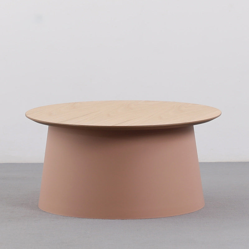 Modern Style Plastic Craft Drum-shaped Base Design Round Coffee Table