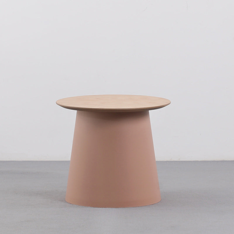 Modern Style Plastic Craft Drum-shaped Base Design Round Coffee Table