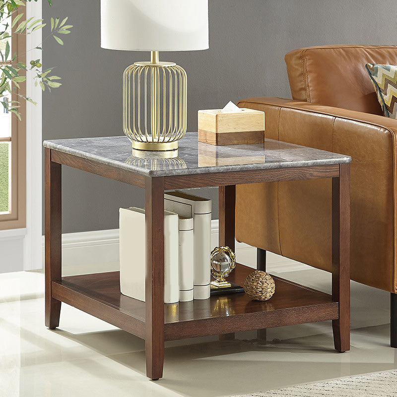 23.6"Tall Modern Wood Side Table Square End Table for Living Room
