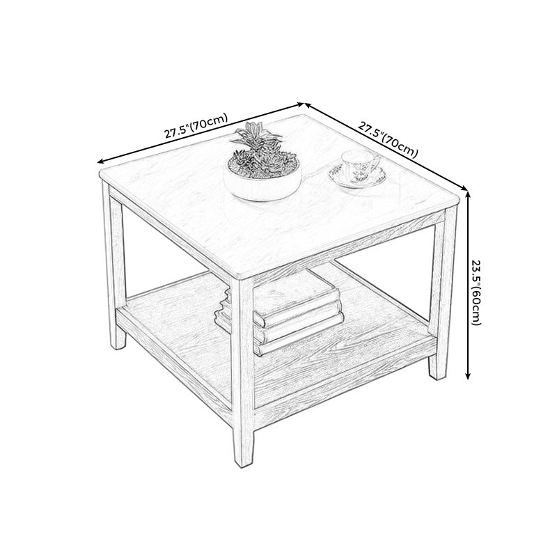 23.6"Tall Modern Wood Side Table Square End Table for Living Room