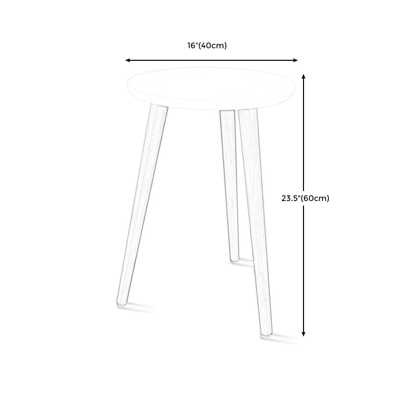 Round Wood Top End Table Contemporary Tripod Sofa Side End Table in Natural/White
