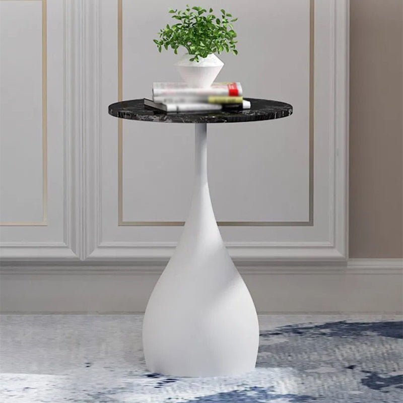 Round Metal/Marble End Table 13.78"/15.75" Wide Pedestal Side Table