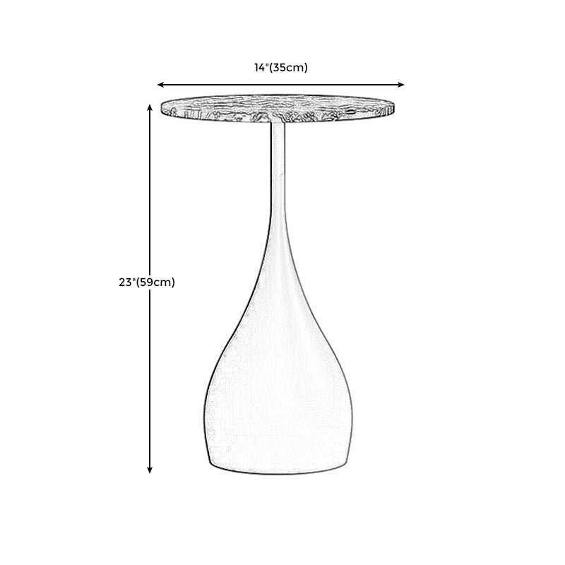Round Metal/Marble End Table 13.78"/15.75" Wide Pedestal Side Table