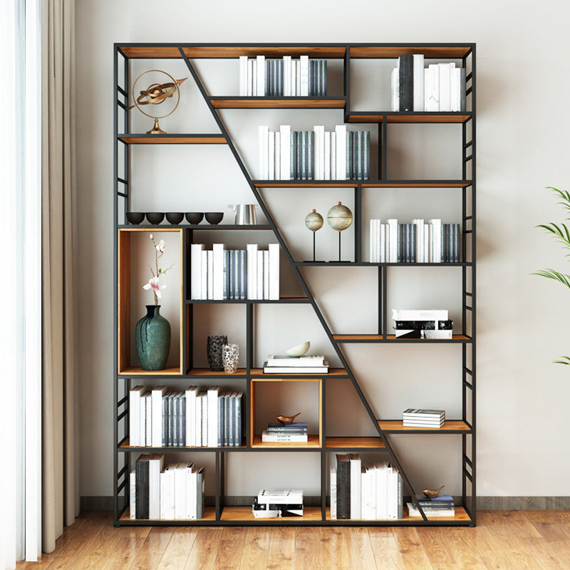 Modern Bookcase Metal and Wooden Shelf Bookcase for Study Room