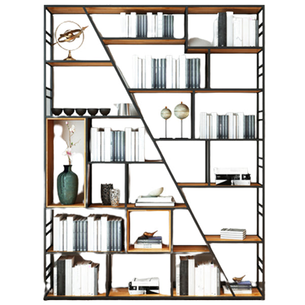 Modern Bookcase Metal and Wooden Shelf Bookcase for Study Room