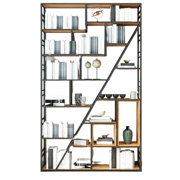 Modern Bookcase Metal and Wooden Shelf Bookcase for Study Room
