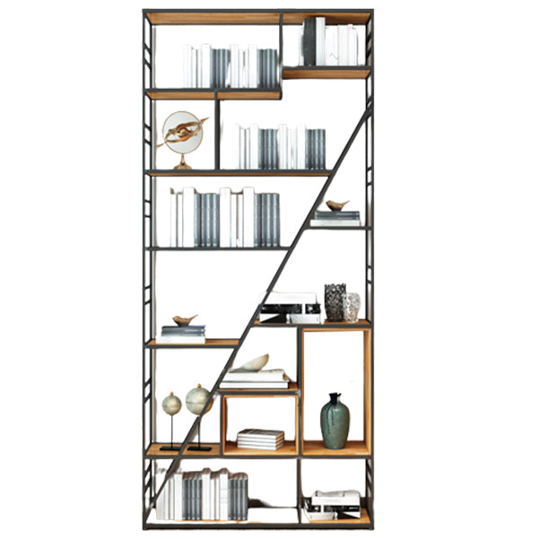 Modern Bookcase Metal and Wooden Shelf Bookcase for Study Room