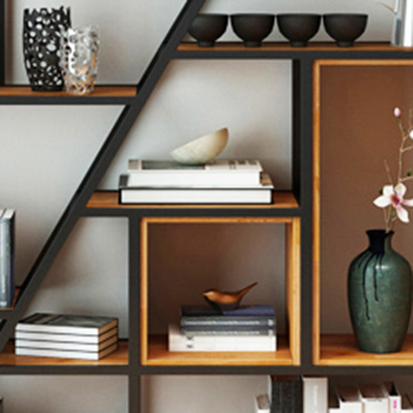 Modern Bookcase Metal and Wooden Shelf Bookcase for Study Room