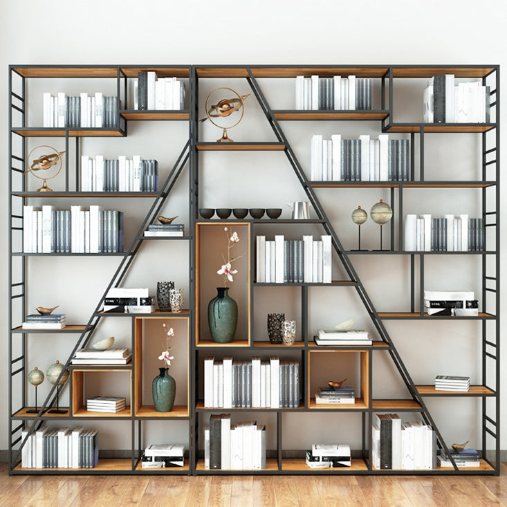 Modern Bookcase Metal and Wooden Shelf Bookcase for Study Room
