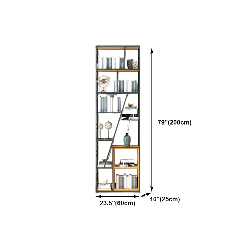 Modern Bookcase Metal and Wooden Shelf Bookcase for Study Room