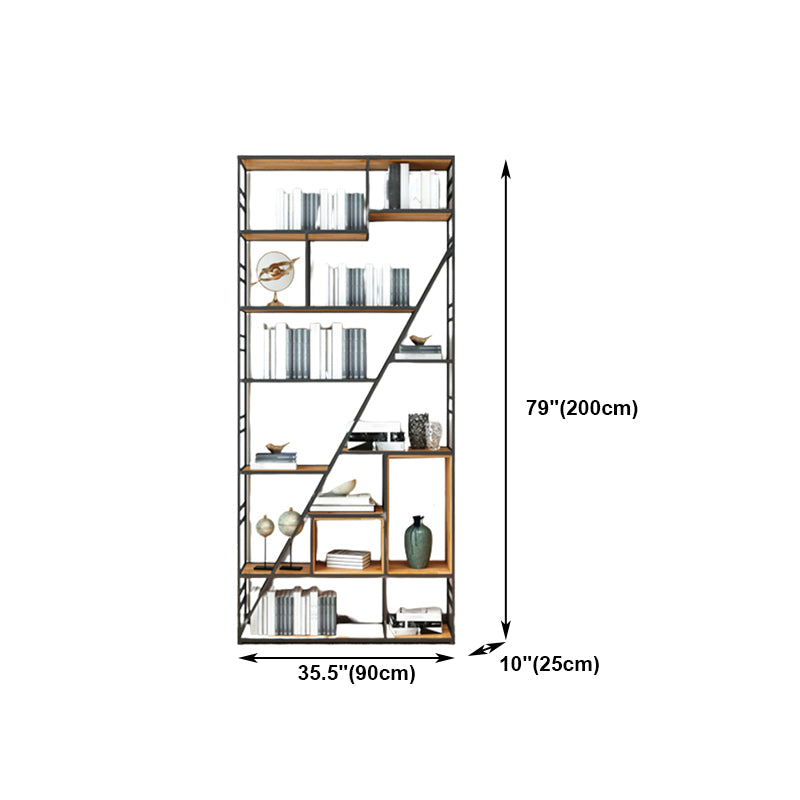 Modern Bookcase Metal and Wooden Shelf Bookcase for Study Room