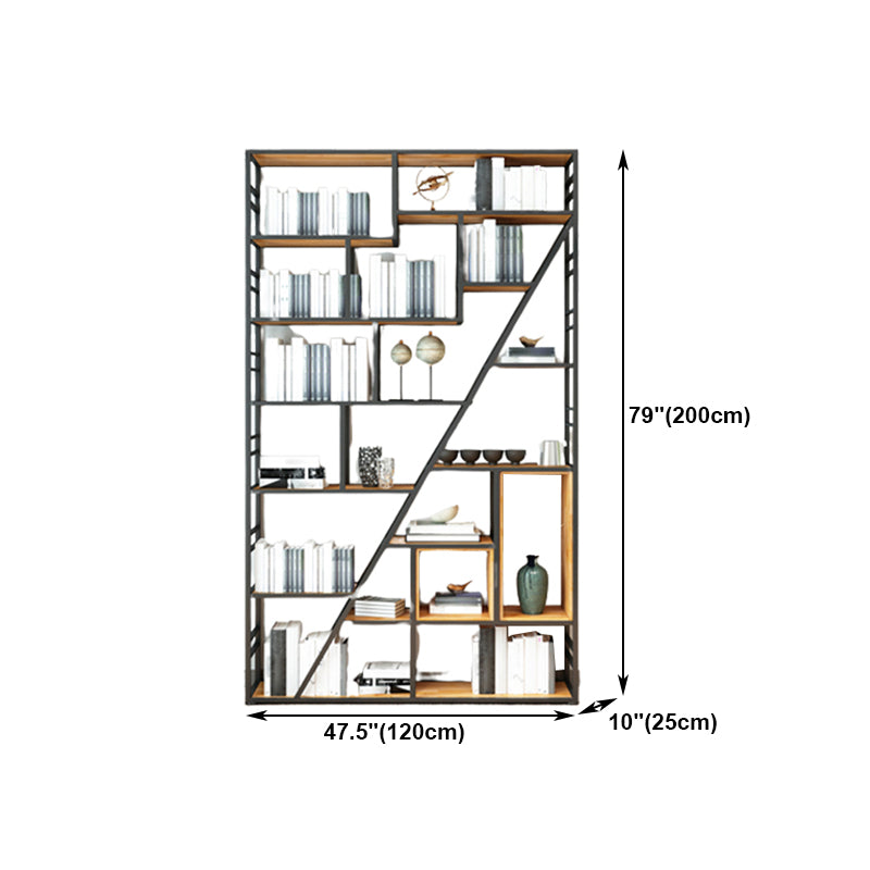 Modern Bookcase Metal and Wooden Shelf Bookcase for Study Room