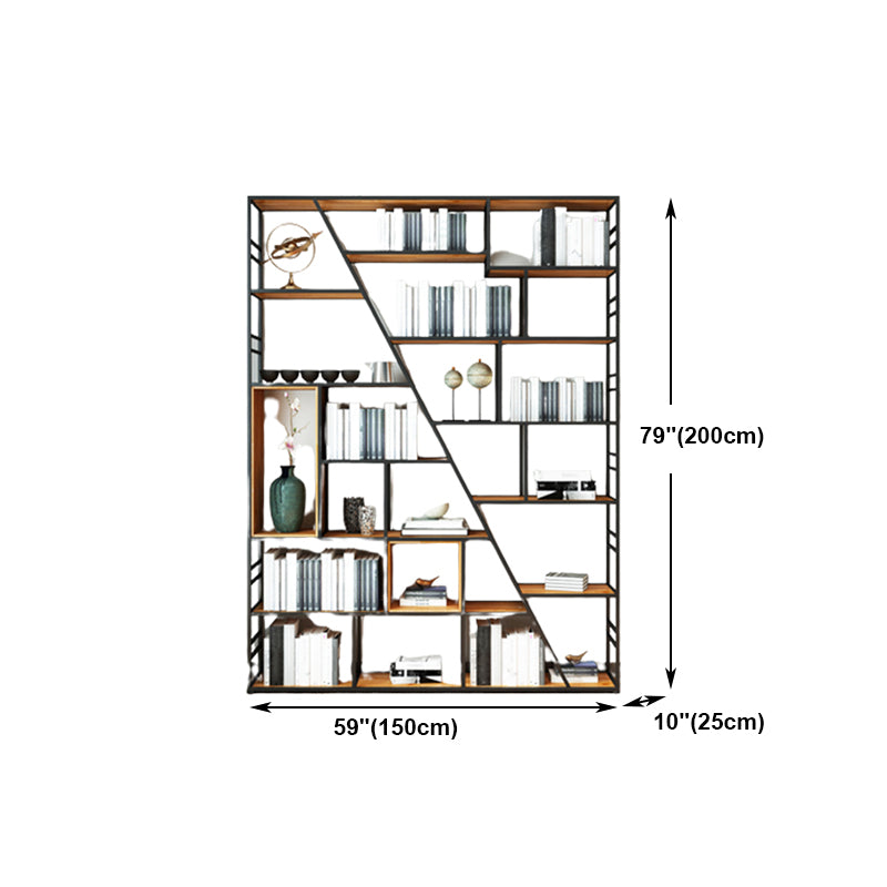 Modern Bookcase Metal and Wooden Shelf Bookcase for Study Room