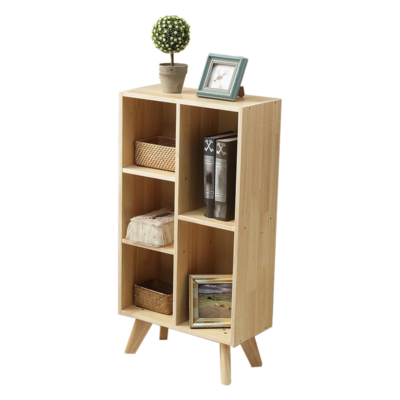 Natural Colour Wooden Standard Bookcase Contemporary Closed Back Bookshelf
