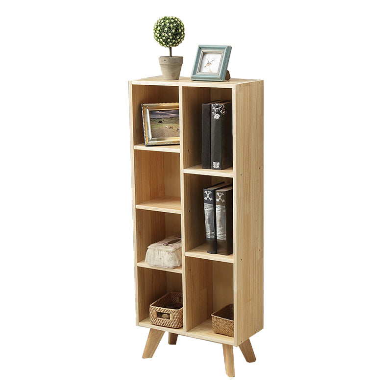 Natural Colour Wooden Standard Bookcase Contemporary Closed Back Bookshelf