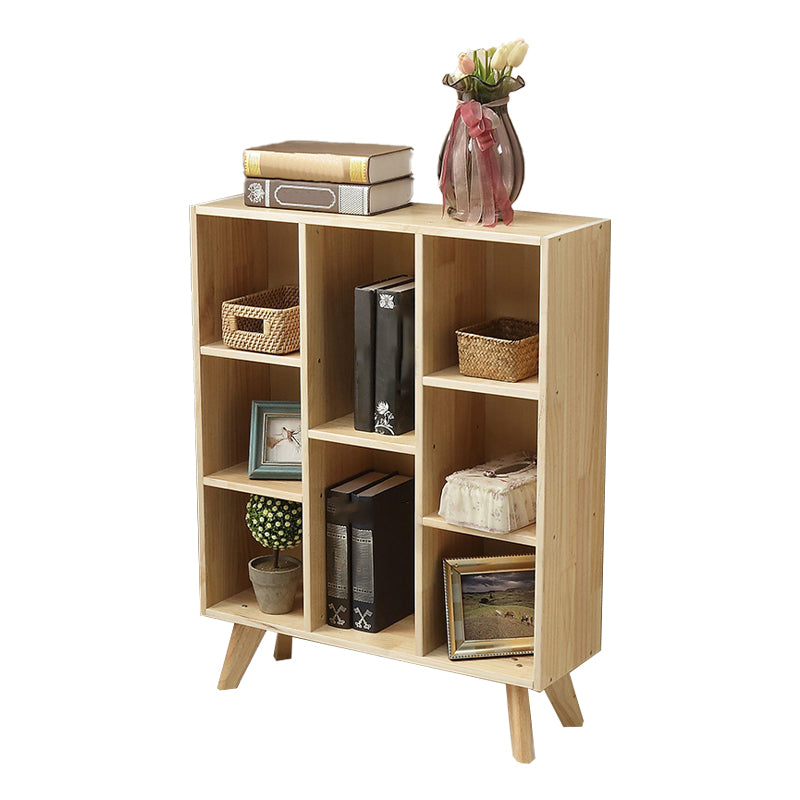 Natural Colour Wooden Standard Bookcase Contemporary Closed Back Bookshelf
