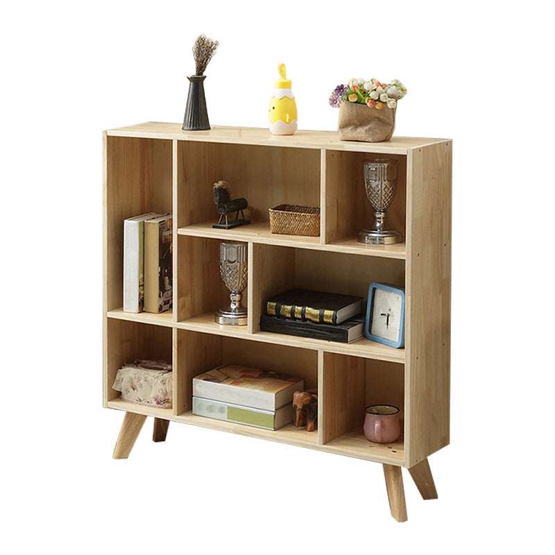 Natural Colour Wooden Standard Bookcase Contemporary Closed Back Bookshelf