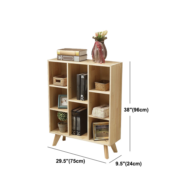 Natural Colour Wooden Standard Bookcase Contemporary Closed Back Bookshelf