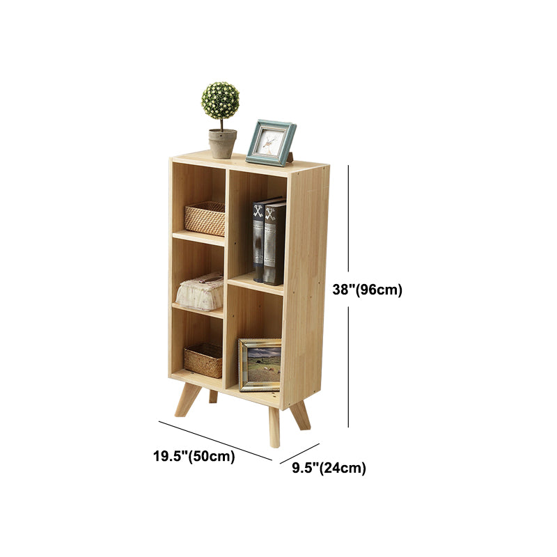 Natural Colour Wooden Standard Bookcase Contemporary Closed Back Bookshelf