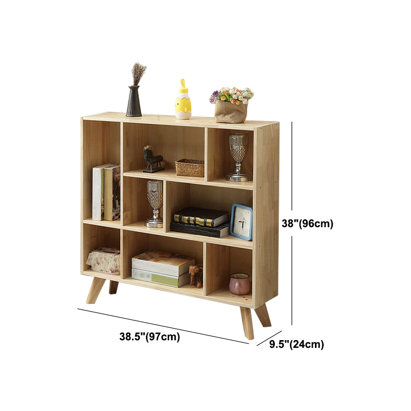 Natural Colour Wooden Standard Bookcase Contemporary Closed Back Bookshelf