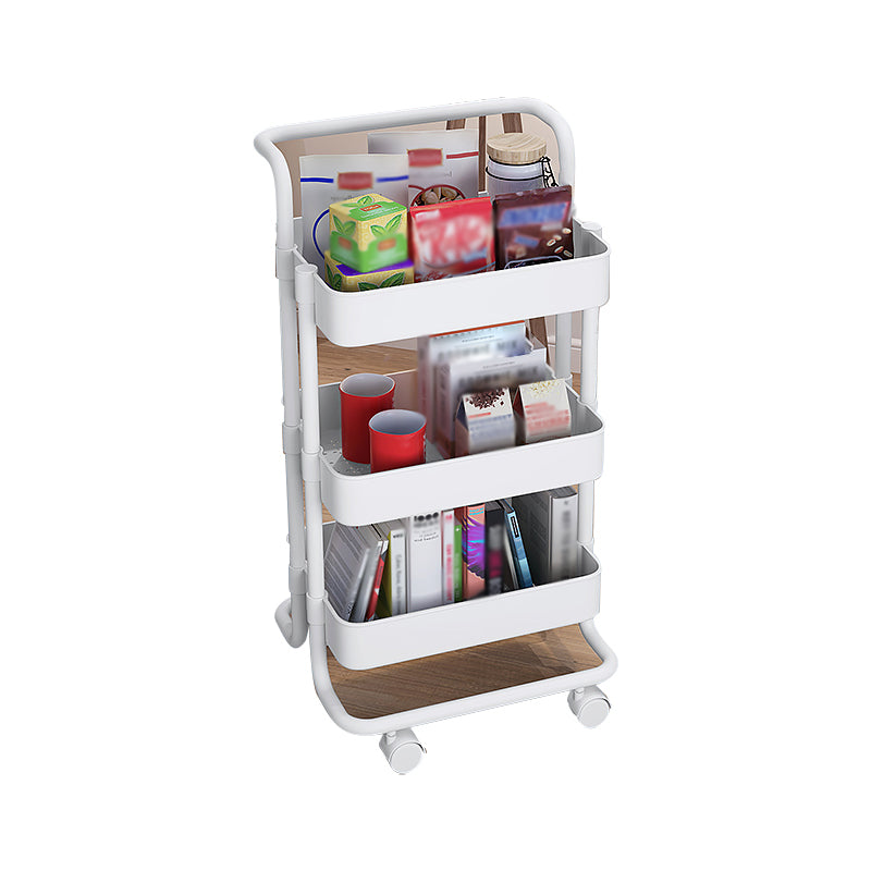Metal Frame Open Etagere Bookshelf Modern Vertical Bookcase with Caster Wheels
