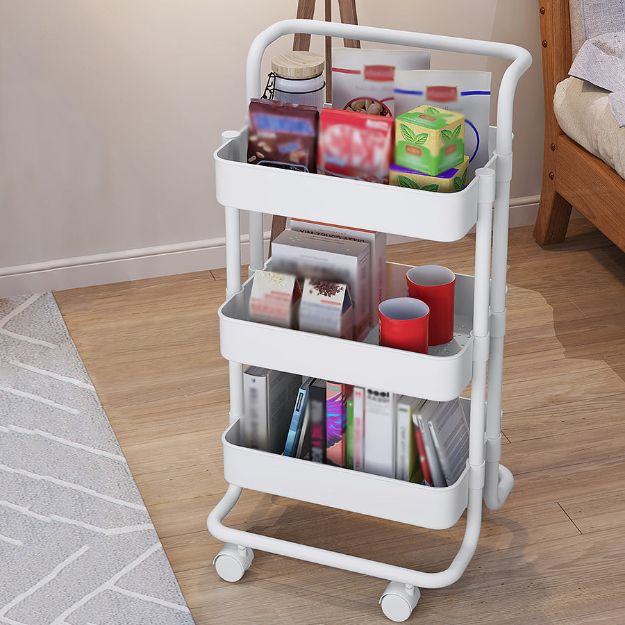 Metal Frame Open Etagere Bookshelf Modern Vertical Bookcase with Caster Wheels