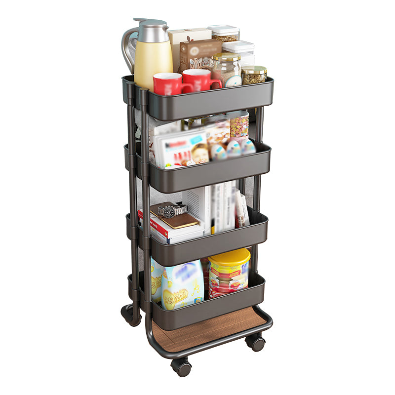 Metal Frame Open Etagere Bookshelf Modern Vertical Bookcase with Caster Wheels