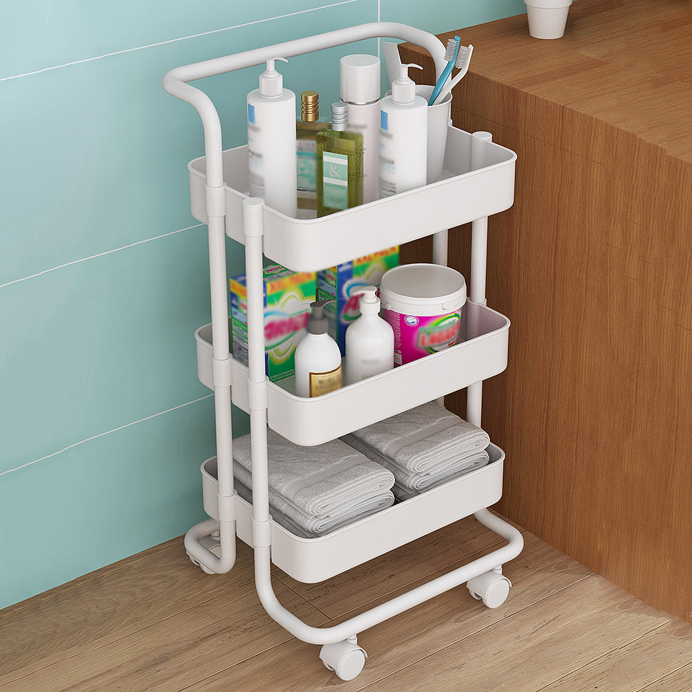 Metal Frame Open Etagere Bookshelf Modern Vertical Bookcase with Caster Wheels