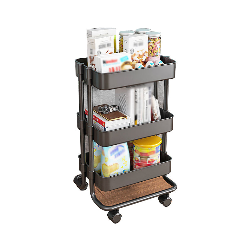 Metal Frame Open Etagere Bookshelf Modern Vertical Bookcase with Caster Wheels