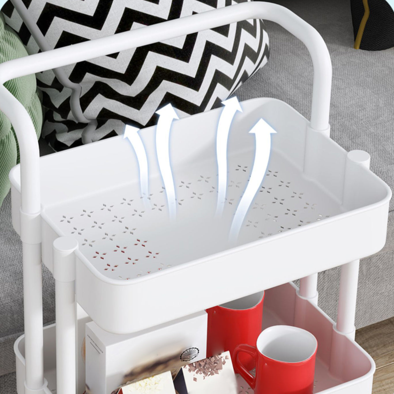 Metal Frame Open Etagere Bookshelf Modern Vertical Bookcase with Caster Wheels