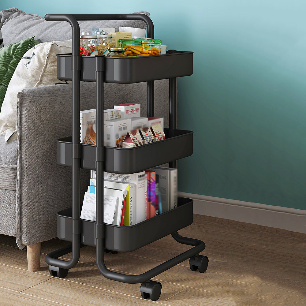 Metal Frame Open Etagere Bookshelf Modern Vertical Bookcase with Caster Wheels