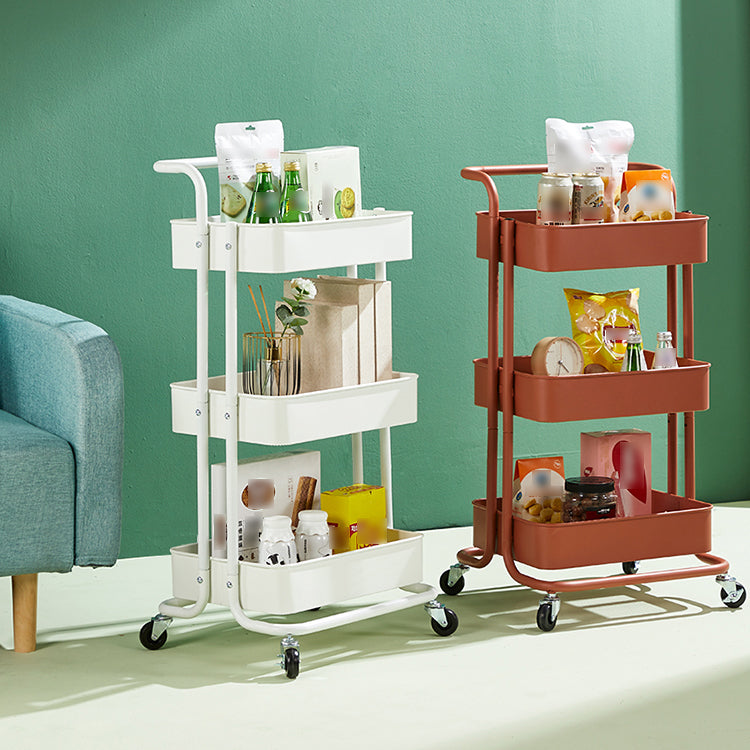 Metal Contemporary Etagere Bookshelf Vertical Open Bookcase with Caster Wheels