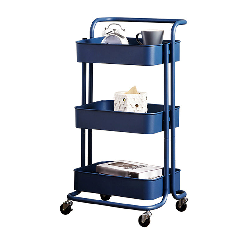 Metal Contemporary Etagere Bookshelf Vertical Open Bookcase with Caster Wheels