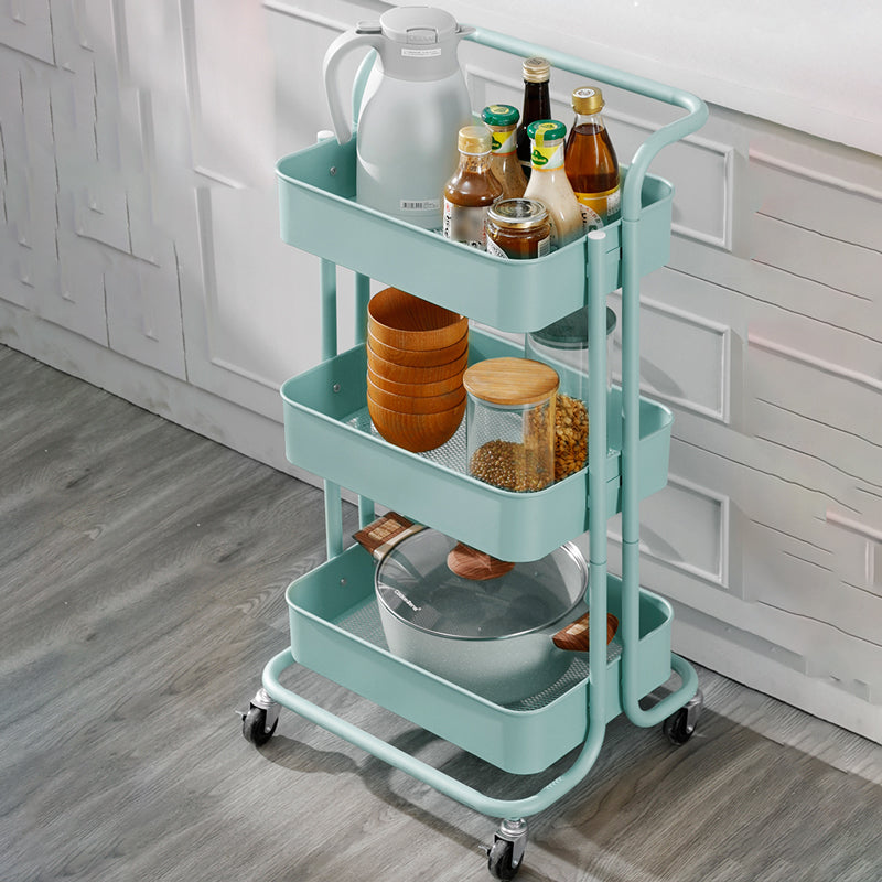 Metal Contemporary Etagere Bookshelf Vertical Open Bookcase with Caster Wheels