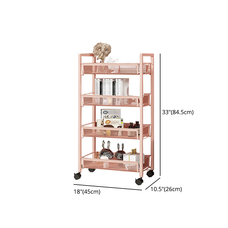 Metal Contemporary Etagere Bookshelf Vertical Open Bookcase with Caster Wheels
