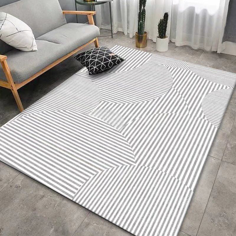 Light Gray Modern Rug Polyester Pattern Rug Washable Rug for Living Room